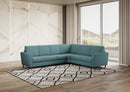 Divano Angolare 6 Posti 288x248x85 cm Yasel in Tessuto Petrolio