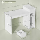 Scrivania per Studio e Scrittura 108x50x82 cm con Cassetto e Scaffali in Legno Bianco      