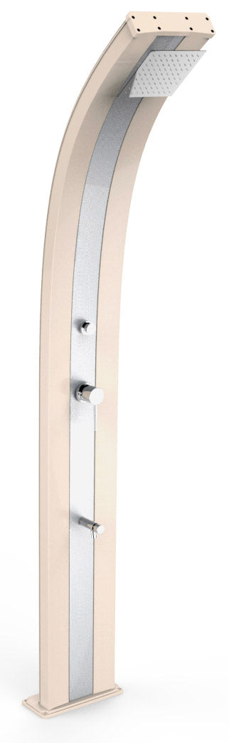 sconto Doccia Solare da Giardino 40L Miscelatore Temporizzato e Lavapiedi Arkema Dada Fascia Inox Champagne Bronze