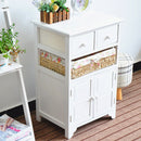 Mobile 2 Ante 2 Cassetti 2 Ceste 46x36x70 cm in Legno di Massello Fumer Nizza Bianco
