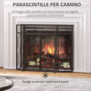 Parascintille Pieghevole con Antine 120x11,5x79 cm in Metallo Nero