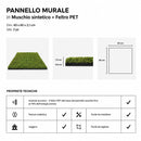 Set 2 pezzi Pannello Decorativo Fonoassorbente 60x60 Effetto Muschio Erba Sintetica Verde 