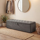 Cassapanca Contenitore 137x41x42 cm Capienza 140L con Seduta Ampia Imbottita Capacità 240kg in Velluto Grigio      