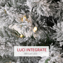 Albero di Natale Innevato Slim 210 cm con 405 Rami e 180 Luci LED Bianco Caldo in Plastica e Metallo Bianco      