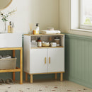 Mobile Bagno Autoportante Canettato 60x29,5x76,5 cm con Ripiano Regolabile Bianco e Legno di Pino Naturale      