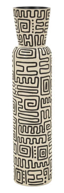 Vaso Resina Nairobi Ø15,5x65 cm in Resina Bianco e Nero      