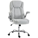 Sedia Ergonomica da Ufficio68x69x118 cm Schienale Alto e Braccioli Ribaltabili in VellutoBianco Crema      