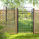 Cancello da Giardino a 2 Paletti con Maniglia 105x204 cm con Lucchetto e 3 Chiavi in Acciaio Zincato Nero  