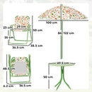 Set da Giardino per Bambini 2-5 Anni con Tavolino 2 Sedie e un Ombrellone Verde    