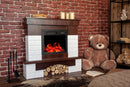 Camino Elettrico da Pavimento 95,8x109,6x28 cm Effetto Fiamma 1100W Leon & Dionis Bianco/noce scuro
