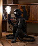 Lampada da Tavolo Monkey Seduta Nero 33x33x32 cm in Resina Nero e Oro      