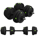 Set 2 in 1 con 2 Manubri Convertibili in Bilanciere Peso Totale 25 kg e Dischi Pesi Regolabili Nero      