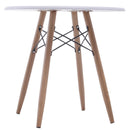 Tavolino da Caffè Rotondo in Legno e Metallo Bianco Ø60x55 cm 