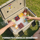 Box Frigo Portatile 66,6x38,5x40 cm Capacità 42,6L Isolato con Maniglia in HDPE e Schiuma PU Cachi      