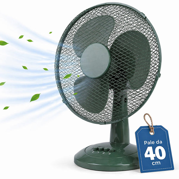 Ventilatore da Tavolo Autoportante Ø40 cm Potenza 45W 3 Velocità Verde sconto