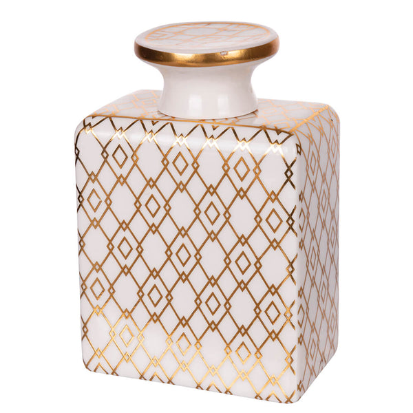 prezzo Bottiglia per Profumatore Ambiente 9x5,5x13,2 cm 300 ml in Ceramica VdE Tivoli 1996 Charleston Bianco/Oro