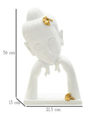 Decorazione Testa Buddha 21,5x13x36 cm in Resina Oro Bianco      