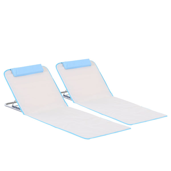 acquista Set 2 Lettini Prendisole Pieghevoli 48x134x36-45 cm con Schienale Regolabile e Borsa Beige