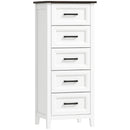 Cassettiera 45x35x106 cm con 5 Cassetti in MDF Bianco e Marrone      