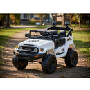 Macchina Elettrica per Bambini Fuoristrada Toyota Fj Cruiser 12V Telecomando Ruote in Gomma e Sedile in Pelle Bianco