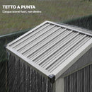 Casetta Box da Giardino 133x87x178 cm Superficie 1,1 m² con Doppie Porte Bloccabili in Acciaio Grigio Argento      