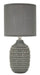 Lampada da Comodino Points Grigia Ø15x30,5 cm in Ceramica e Ferro e Tessuto Grigio