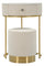 Comodino Toeletta con Puff Vellit Crema Ø52x70 cm - Ø36x39 cm in Pino e MDF e Metallo