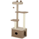 Albero Tiragraffi per Gatti 4 Livelli 48x40x133 cm con Casetta Ripiani e Cuccia Marrone 