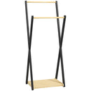 Appendiabiti da Terra con 2 Barre e Ripiano Inferiore Design Moderno 61x45x152 cm in Legno 