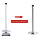 2 Colonnine Separacode Silver con Corda Rossa in Acciaio Inox Ø32x95 cm 