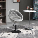 Sgabello Imbottito 66x60x82-94 cm in Poliestere Effetto Velluto Grigio