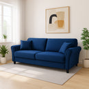Divano 3 Posti 212x75x87cm con Rivestimento in Velluto Premium Blu      