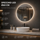 Specchio Rotondo Ø60 cm LED a 3 Colori Retroilluminato Accensione Touch      