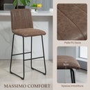 Set 2 Sgabelli da Bar con Poggiapiedi 44x50x109 cm in Pelle PU Marrone Scuro 