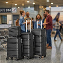 Set 4 Valigie Trolley da Viaggio con Beauty Rivestimento Rigido e Maniglia Telescopica in Polipropilene Nero      