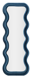 Specchio da Muro Emily Velluto Blu 60x6x160 cm in MDF e Poliestere e Specchio Blu      