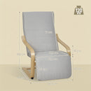 Poltrona da Soggiorno 66,5x94x100 cm con Poggiapiedi Regolabile in Legno di Betulla e Tessuto Effetto Lino Grigio Chiaro      