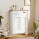 Copritermosifone a Doghe 78x19x97 cm Antiribaltamento con Cassetto in Legno Bianco      