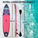 Tavola Sup Gonfiabile 335x82x15 cm con Sedile Pagaia e Accessori in Plastica ed EVA Blu e Rosa      
