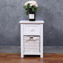 Comodino 2 Cassetti in Legno Massello 28x30x45 cm Fumer Elliot Bianco