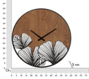 Orologio da Muro Super Wood/Leaf 60x2x60 cm in Ferro e MDF Nero e Marrone      