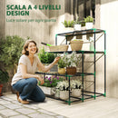 Scaffale Porta Piante 94x84x110 cm a 4 Livelli in Acciaio Verde Scuro      