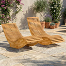 Set di 2 Sdraio a Dondolo 60x156x77 cm Pieghevoli ed Ergonomiche in Legno di Acacia      