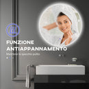 Specchio Bagno Rotondo Ø70 cm con Luci LED  3 Tonalità Interruttori Touch e Design Antiappannamento    