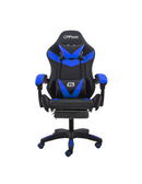 Sedia da Gaming Ergonomica 66x60x134 cm con Poggiapiedi in Similpelle Blu