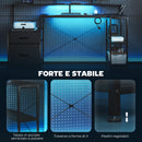 Scrivania da Gaming 165x80x91,5 cm con Spazi Portaoggetti e 2 Supporti per Monitor in Legno e Acciaio Nero      