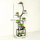 Portapiante a 8 Livelli 74x26x158,5 cm con Design a S per Interni ed Esterni in Metallo Nero      