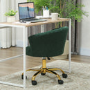 Sedia da Ufficio Girevole 58x56x68-76A cm Struttura Acciaio Portata 120kg in Velluto Teddy Verde Scuro      