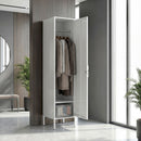 Armadio Spoiatoio 40x40x179 cm con Porta Chiudibile Portanome e Asta Appendiabiti in Metallo Bianco      