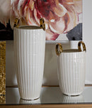 Vaso Ceramica Shopping Ø18x45 cm in Ceramica Bianco e Oro      